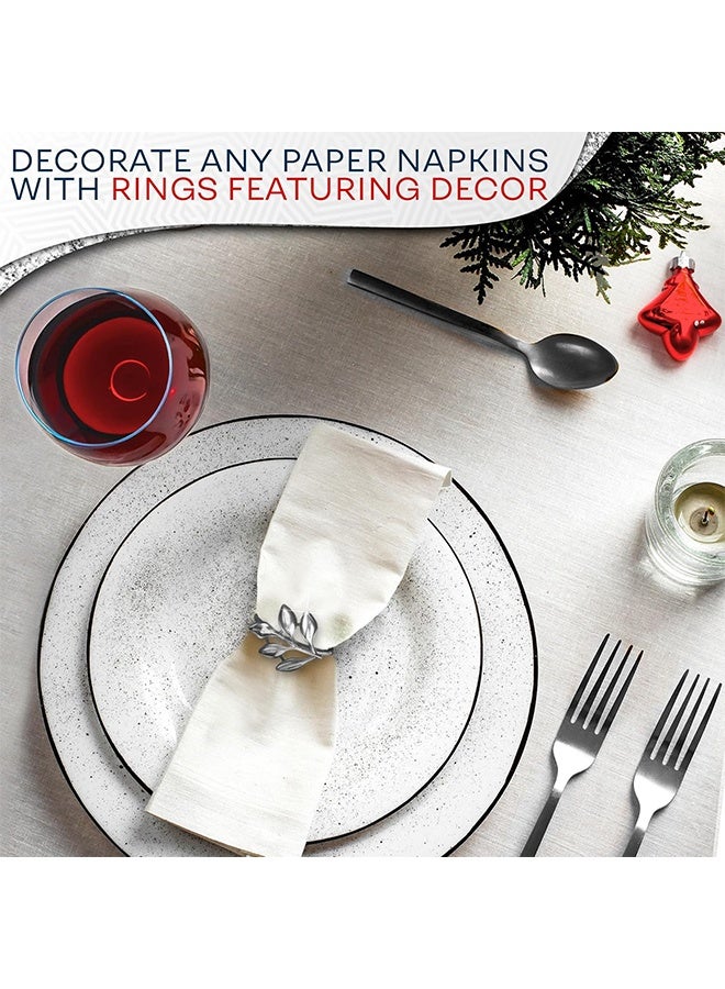 10PCS Silver Easter Napkin Rings - Decorative Silver Napkin Rings Set | Napkin Ring Holders with Elegant Leaf Design for Weddings, Parties & Special Occasions, Festive Easter Holiday Table Decor - Image 5