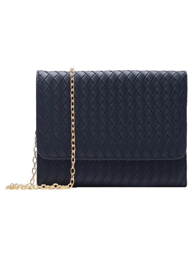 U+U Crossbody Bags for Women, Handbags Cell Phone Wallet Small Purse with Credit Card Slots and Removebale Chain, Navy Blue - Image 1