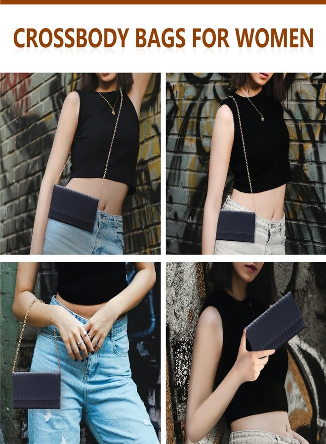 U+U Crossbody Bags for Women, Handbags Cell Phone Wallet Small Purse with Credit Card Slots and Removebale Chain, Navy Blue - Image 5
