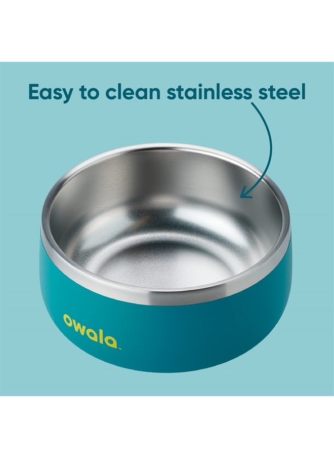 Owala Pet Bowl - Durable Stainless Steel, Food and Water Bowl for Dogs, Cats, and All Pets, Non-Slip Base, 24oz, Teal (Turquoise & Caicos)  - Image 4