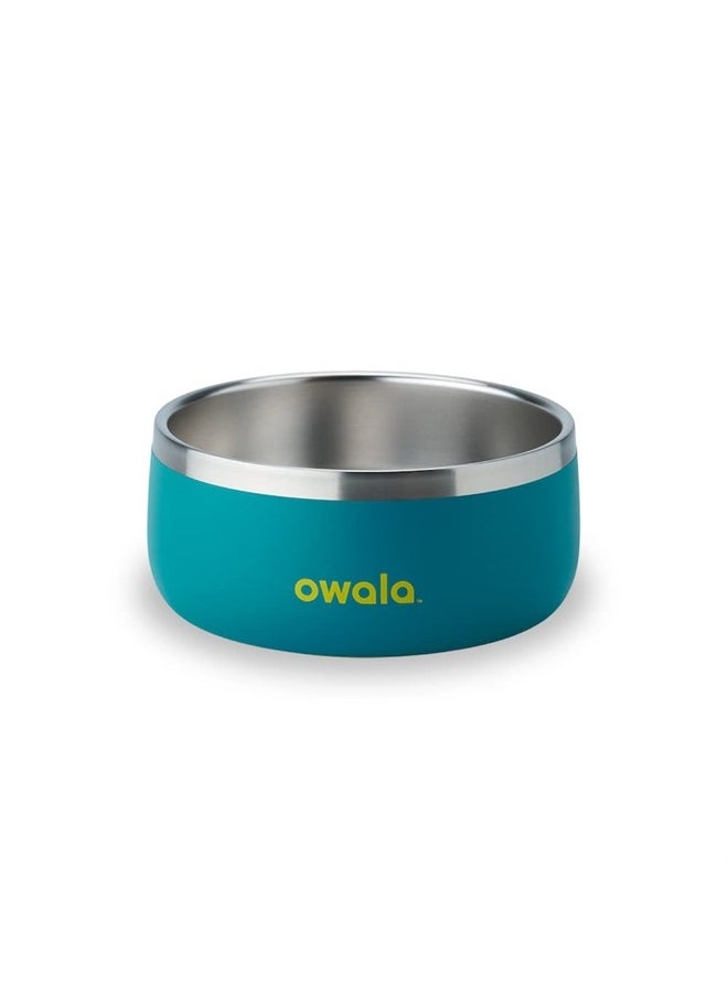 Owala Pet Bowl - Durable Stainless Steel, Food and Water Bowl for Dogs, Cats, and All Pets, Non-Slip Base, 24oz, Teal (Turquoise & Caicos)  - Image 1