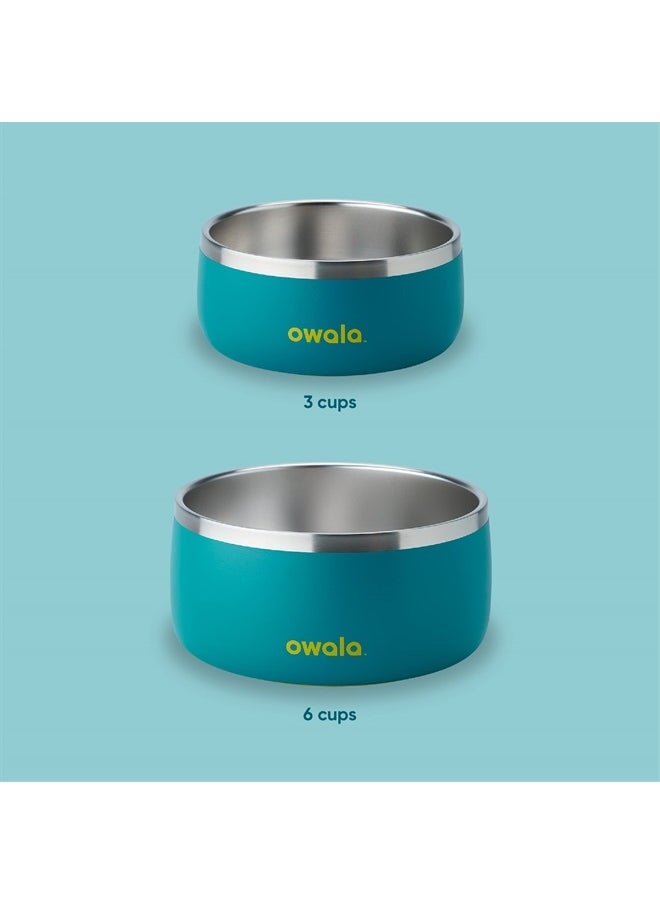 Owala Pet Bowl - Durable Stainless Steel, Food and Water Bowl for Dogs, Cats, and All Pets, Non-Slip Base, 24oz, Teal (Turquoise & Caicos)  - Image 3