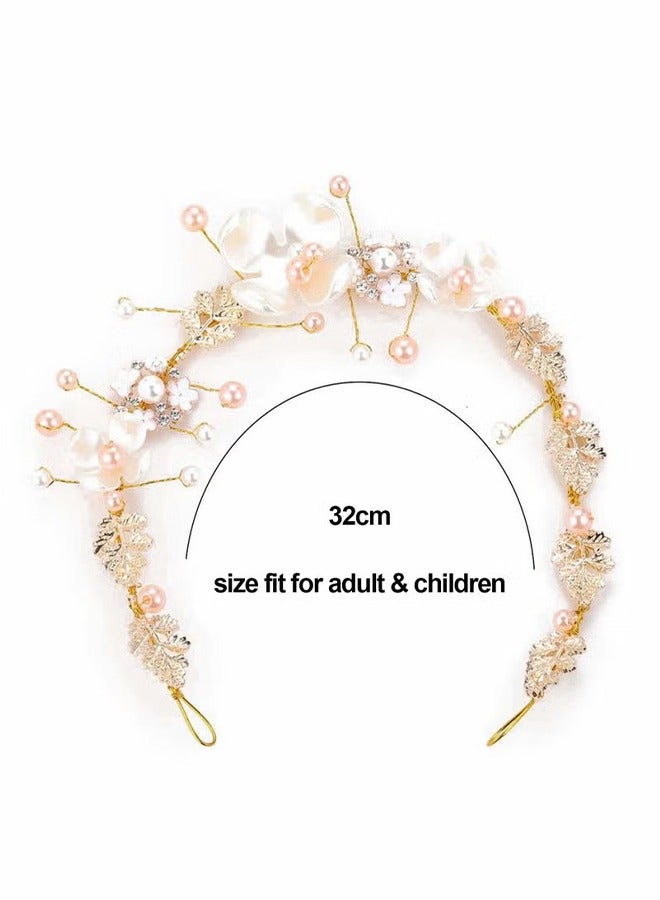 HY Flower Girl Headband for Wedding, Floral Bridal Headband, Wedding Hair Accessories for Kids, Princess Headpiece White Flower Headband for Girl and Flower Girls - Image 4