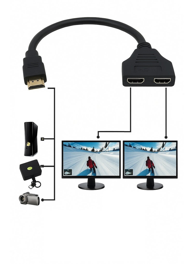 فوجيشكا موزع HDMI بمنفذ واحد إلى منفذين – متوافق مع جميع الأجهزة التي تحتوي على مخرج HDMI - Image 2