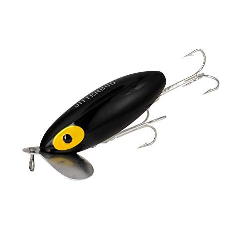 Arbogast Clicker Jitterbug Topwater Bass Fishing Lure, Excellent for Night Fishing, Black, 3", 5/8 oz - Image 4