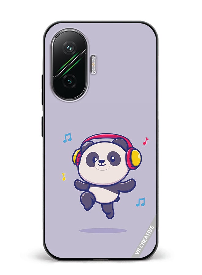 Protective Case Cover For Xiaomi Poco F7 Panda With Headphone Design Multicolour