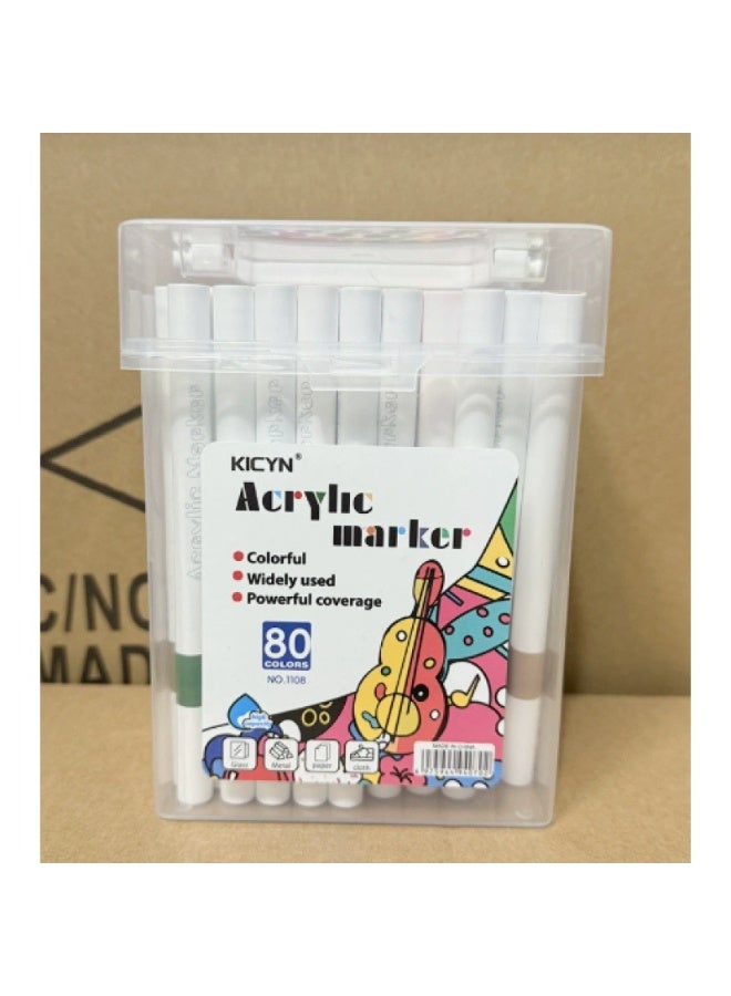 كيكين 80pcs الماء القائم DIY رأس لينة علامة الاكريليك - مناسبة للرسم الاكريليك، قماش، البلاستيك، الخشب - الإمدادات الفنية المهنية، علامة الجرافيتي، الرسم الخطي (حبر الاكريليك) - Image 1