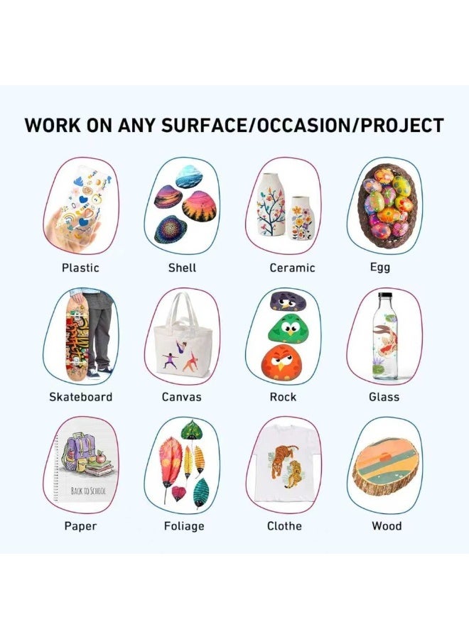 كيكين 80pcs الماء القائم DIY رأس لينة علامة الاكريليك - مناسبة للرسم الاكريليك، قماش، البلاستيك، الخشب - الإمدادات الفنية المهنية، علامة الجرافيتي، الرسم الخطي (حبر الاكريليك) - Image 5