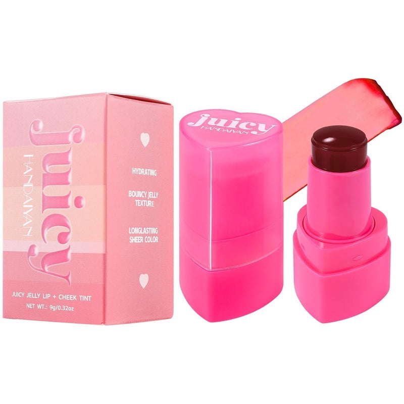 Loobexery Cooling Water Jelly Tint Blush MultiUse Love Blush Tint Stick Sheer Lip  Cheek Stain Makeup Stick Moisturizing Buildable Bouncy Jelly Texture Cruelty Free 04 032oz