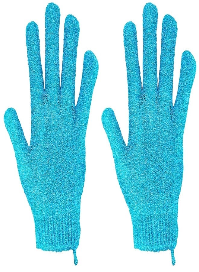 SEYROLIN Loofah Bath Gloves, Double Sided Exfoliating Shower Gloves for Body and Face, Microfibre Dead Skin Remover, 1 Pair - Image 1