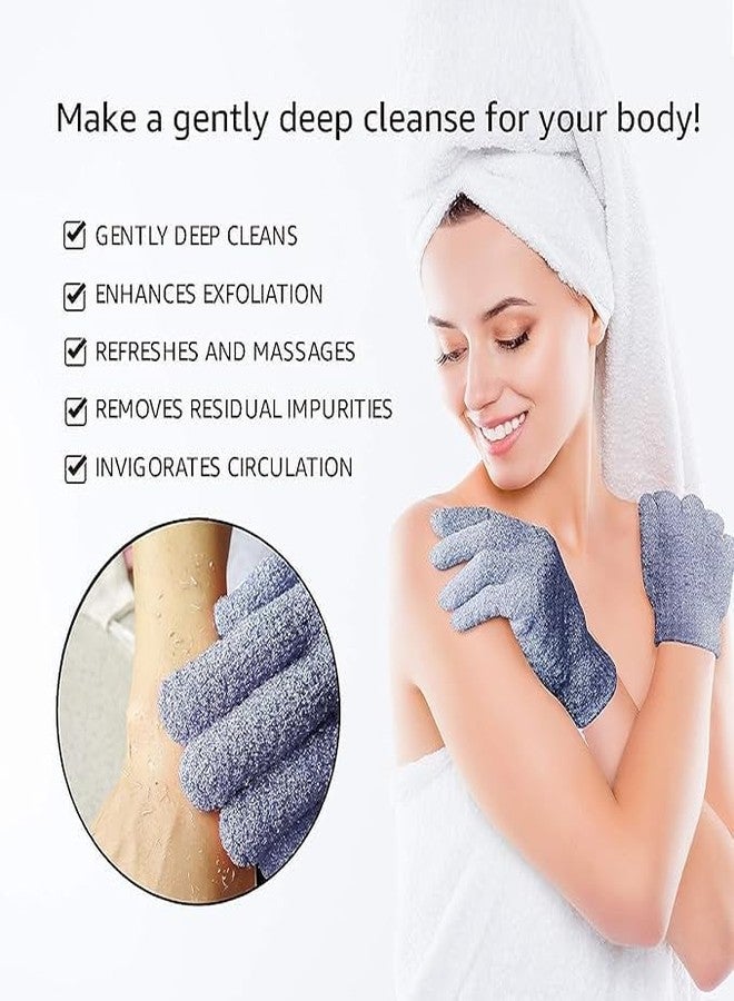 SEYROLIN Loofah Bath Gloves, Double Sided Exfoliating Shower Gloves for Body and Face, Microfibre Dead Skin Remover, 1 Pair - Image 5