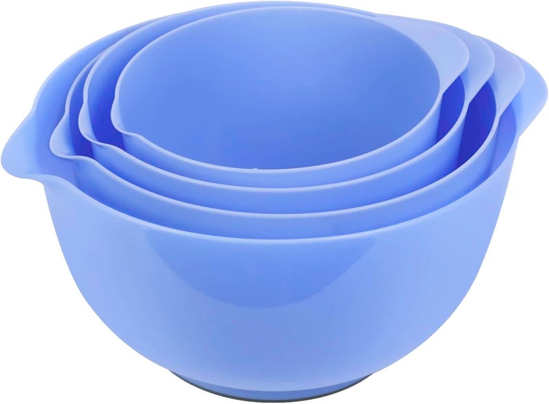 BoxedHome 4 Quart Large Plastic Mixing Bowls, Microwave Safe Mixing Bowl Set with Pour Spout, Nesting Bowls for Space Saving Storage(Violet Blue) - Image 1