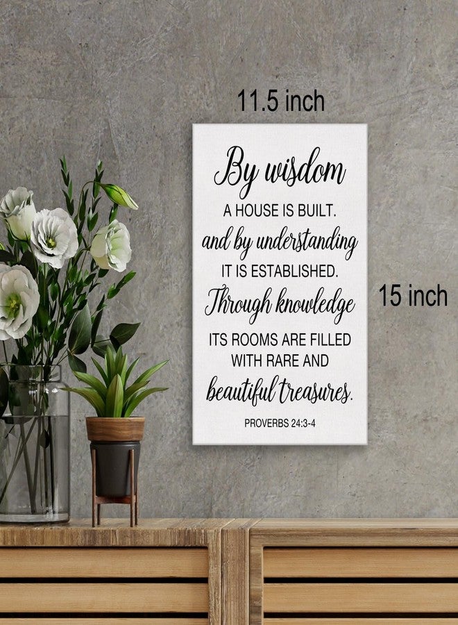 Zauly Christian Wall Decor Bible Verse Wall Art Canvas Painting Print Framed by Wiedern a House Is Built Proverbs 24:3-4 Scriptures Canvas Poster Sign for Home Decor (12x15 Inch) - Image 2