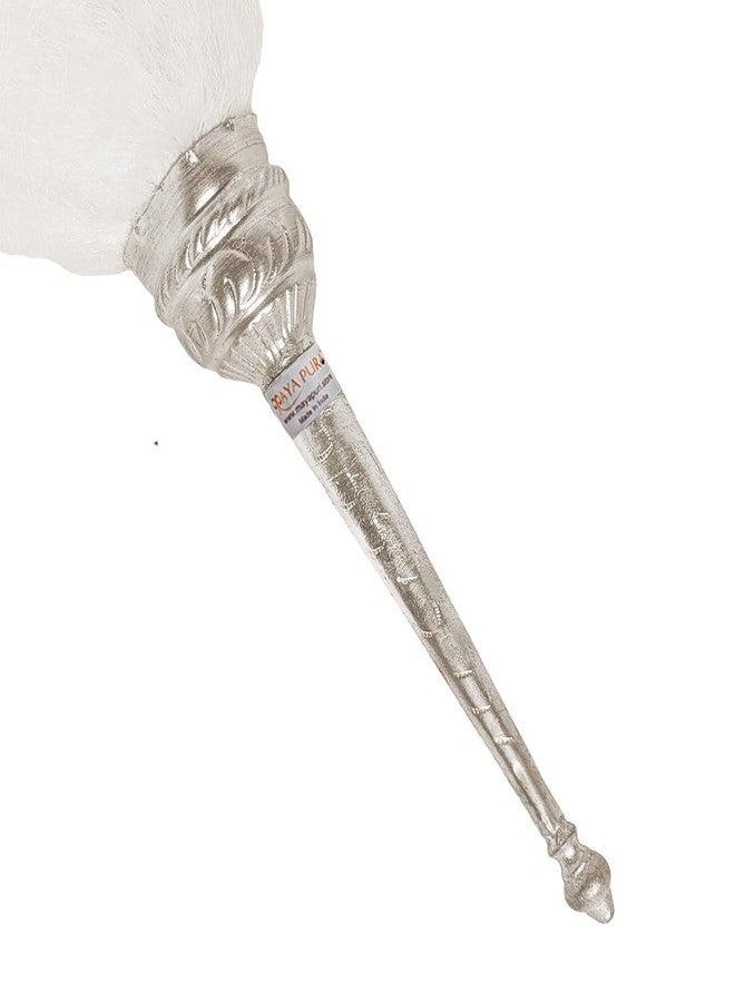 MAYAPURI White Chaur Sahib with Elegant Handle for Mandir and Gurudwara Sahib - Ethical Chawar for Pooja Rituals (Hair Weight: 100 gm) [Size: 24 Inches] - Image 4