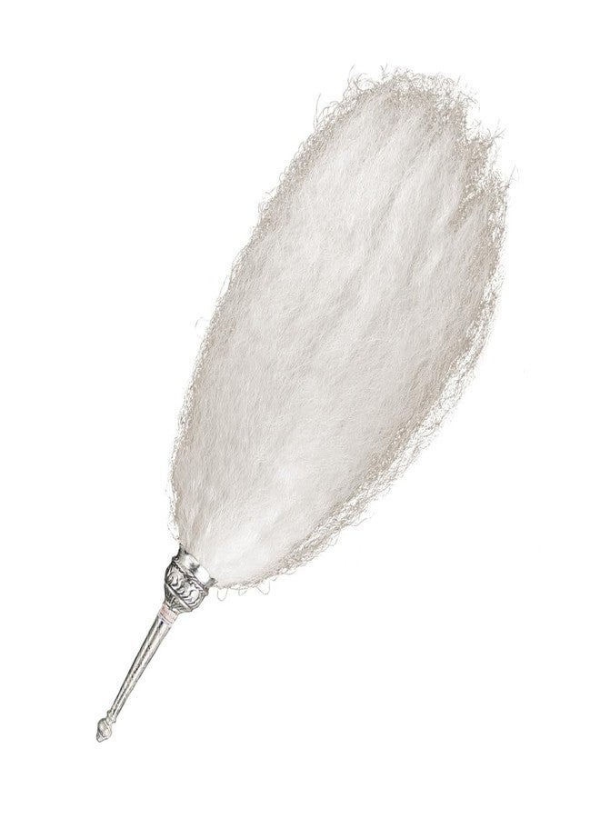 MAYAPURI White Chaur Sahib with Elegant Handle for Mandir and Gurudwara Sahib - Ethical Chawar for Pooja Rituals (Hair Weight: 100 gm) [Size: 24 Inches] - Image 1