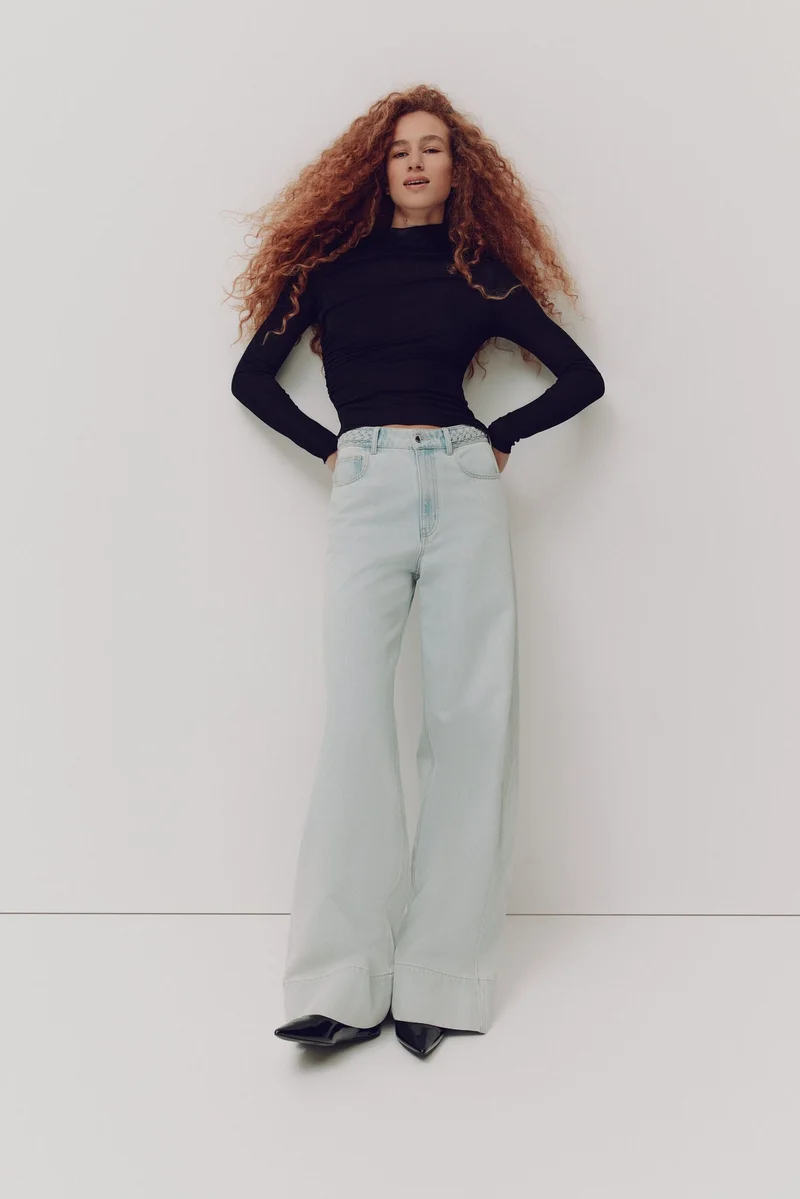 اتش اند ام بلوزة جيرسيه شفافة