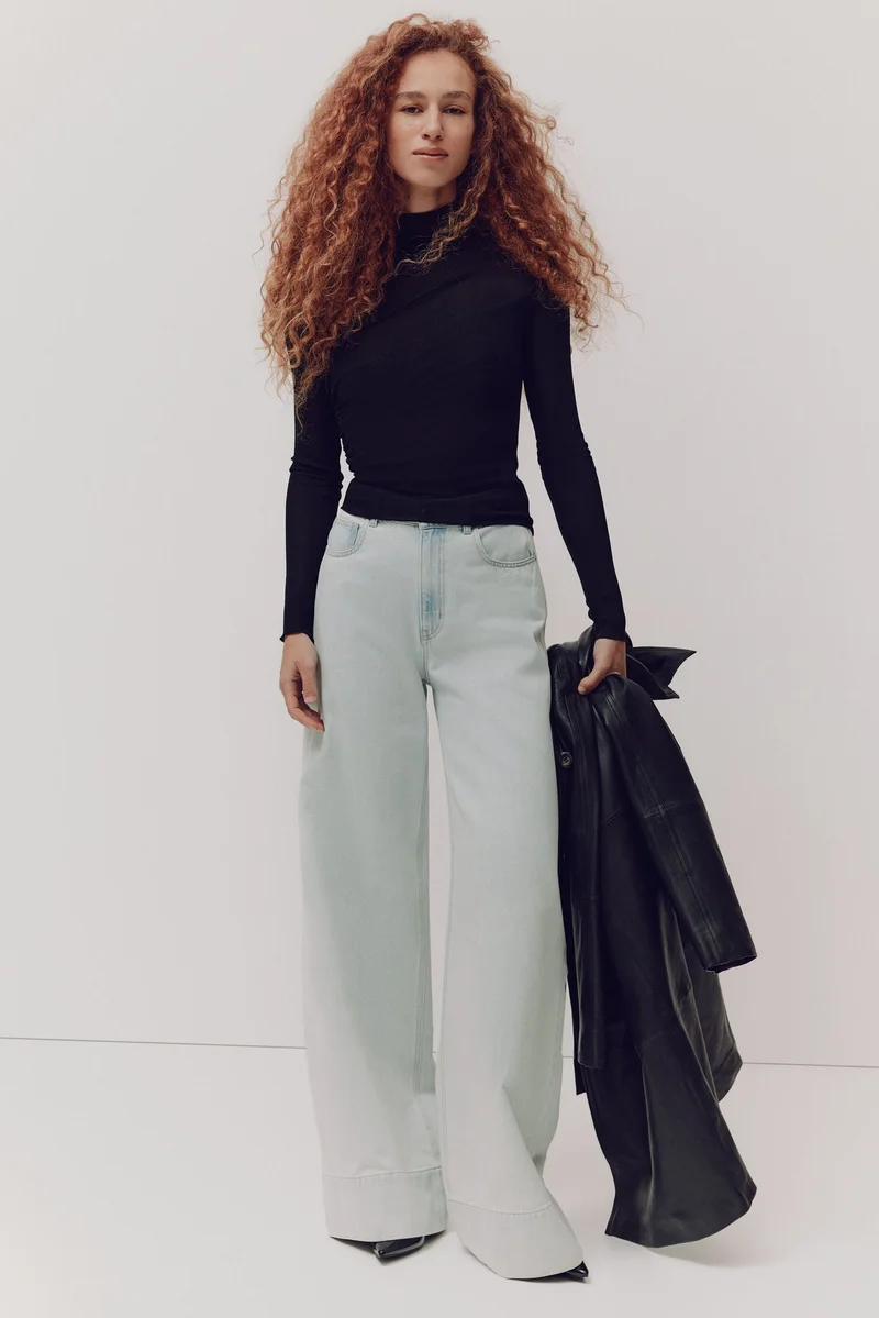 اتش اند ام بلوزة جيرسيه شفافة