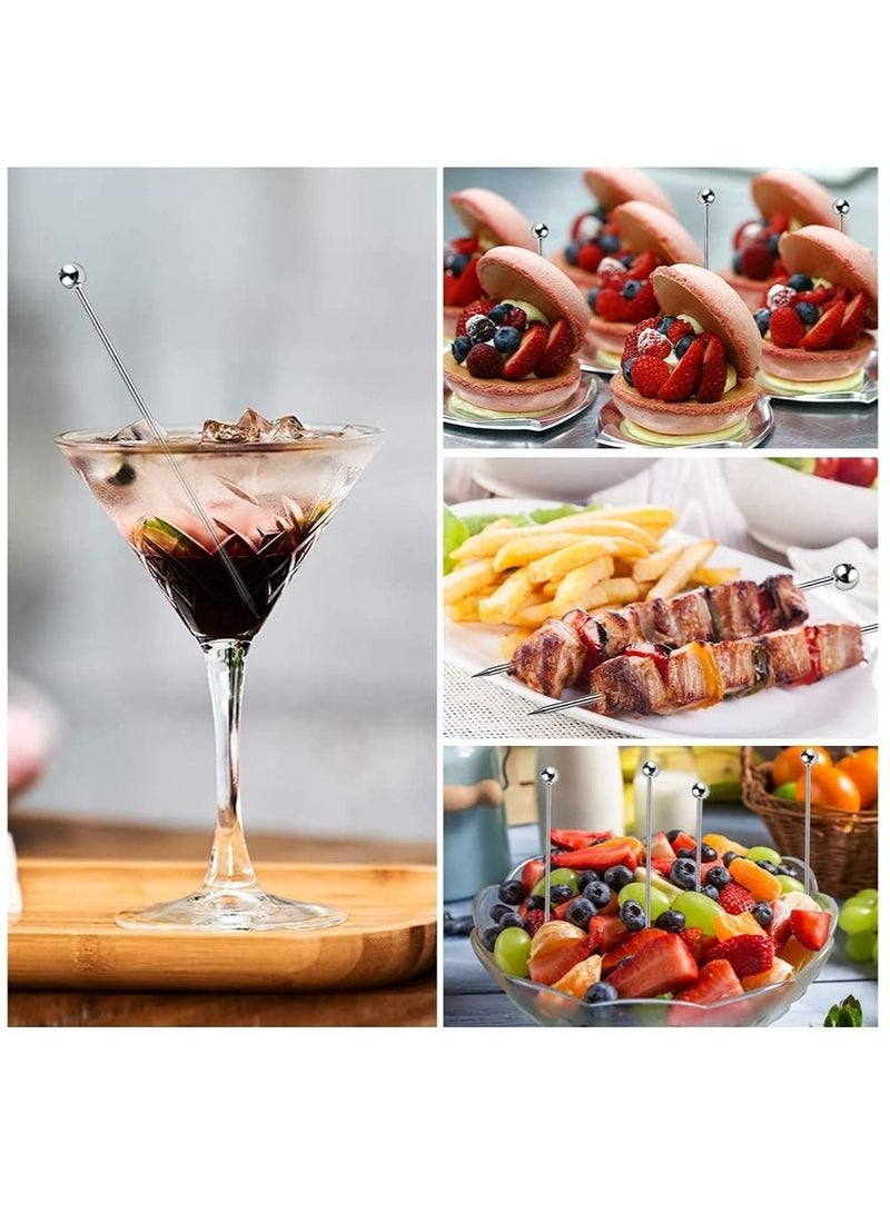 Cocktail Picks, 12 Pcs Reusable Stainless Steel Cocktail Garnish Toothpicks Set for Drinks Fancy Drinks for Party Decoration Appetizers Fruit(4.3 Inches) - Image 5