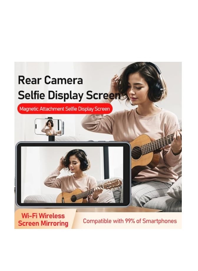 بلو فاير Magnetic Selfie Monitor Screen for iPhone  Android – 1800mAh Battery, Bluetooth Remote, 3-Level Brightness, Wide Screen Mode – Use Rear Camera for Vlogs, Selfies, Live Streaming, TikTok - Image 4