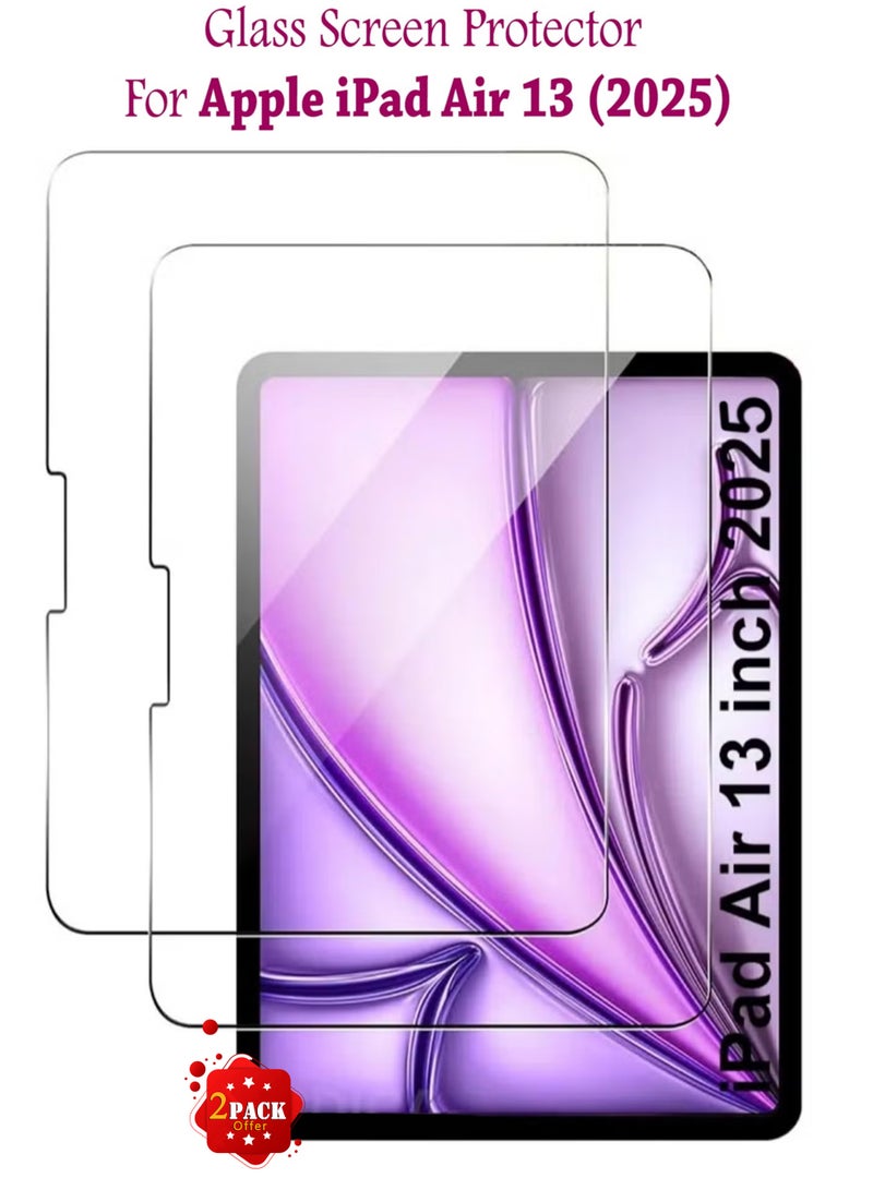 2 Pack Apple iPad Air 13 (2025) Tempered Glass Screen Protector HD Scratch Resistant Bubble-Free Easy Installation for Apple iPad Air 13 (2025) - Image 1