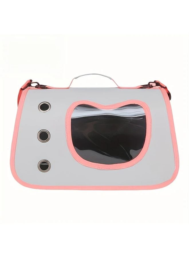 حاملة الحيوانات الأليفة المحمولة باللون الوردي الرمادي للكلاب والقطط الصغيرة خفيفة الوزن وقابلة للتنفس للسفر - Image 1