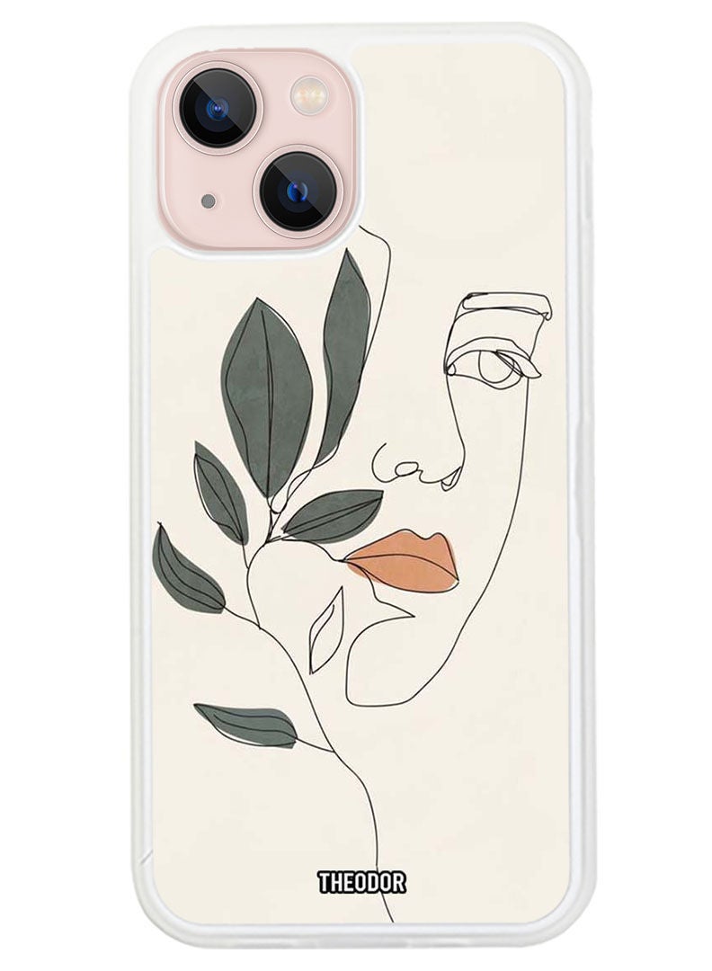 Theodor Protective Case Anti Scratch Shock Proof Cover For APPLE IPHONE 14 Girl Art (White Bumper) - Image 1
