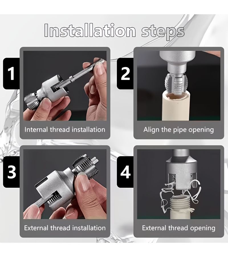 7 Piece Heavy Duty Internal And External Pipe Threading Tool Set 1 2 3 4 Inch - Image 4