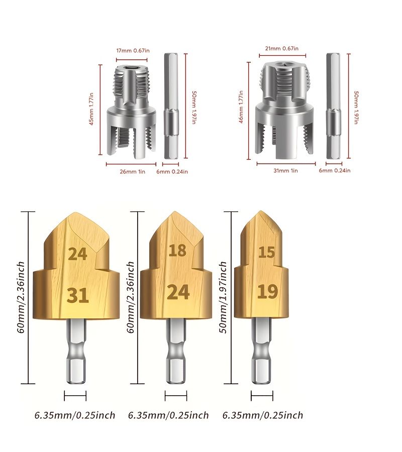 7 Piece Heavy Duty Internal And External Pipe Threading Tool Set 1 2 3 4 Inch - Image 3