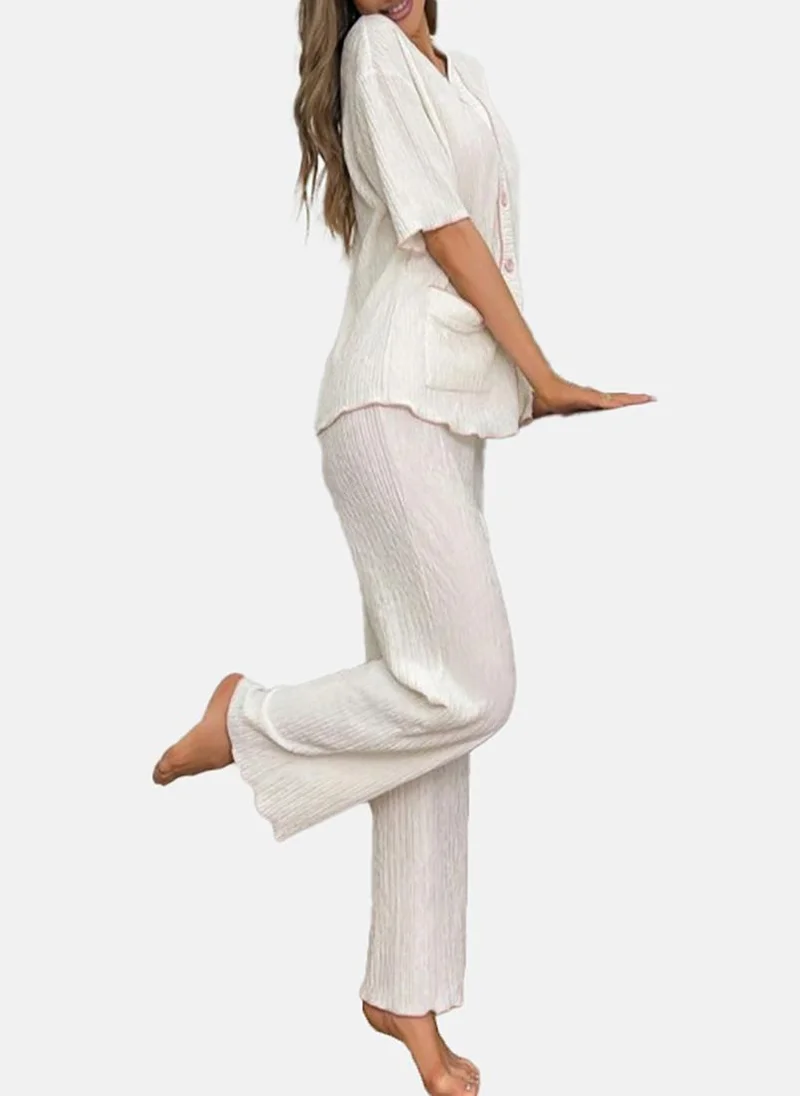 يونيكي Cream Solid Pyjamas & Top