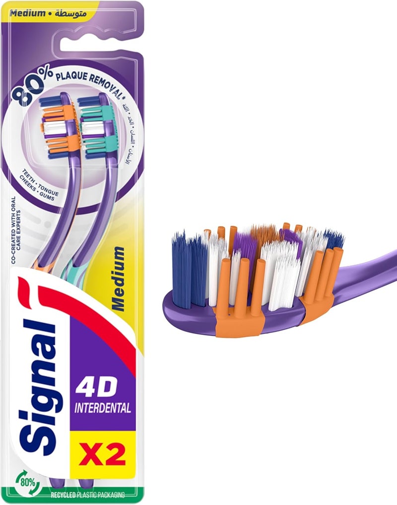 Signal 4D Medium Interdental Toothbrush - 2 Pack - Image 1