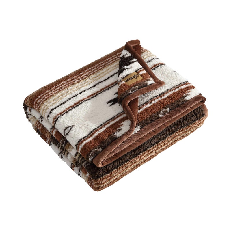 Wrangler - Blanket, Super Soft Sherpa Bedding with Corduroy Reverse, Yellowstone Inspired Throw Blanket for Couch or Bed (Coyote Sands Orange, 50' x 60') - Image 1