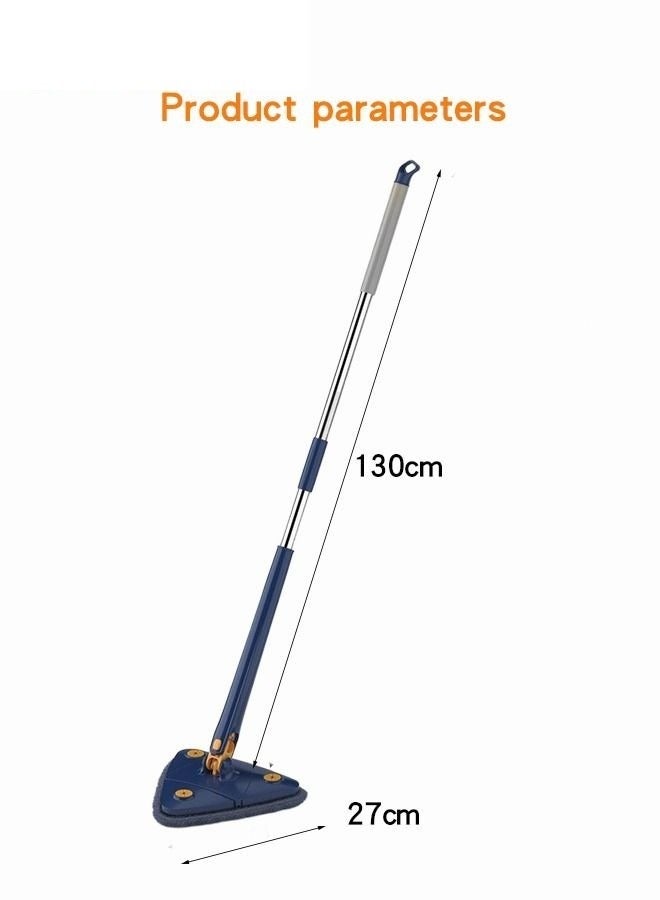 MIXDE Adjustable Triangle Cleaning Mop with Automatic Water Squeezing - 360° Degree Cleaning, Long Handle, 2 Cloths, and Scraper - Image 2
