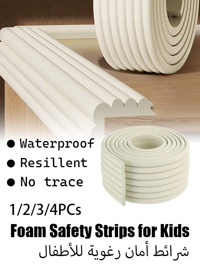 Foam Safety Strips for Baby Kid,Foam Safety Strips,Edge Protectors Foam Safety Strips Self Adhesive Edge Protector W-Type Children's Anti Collision Strip,2M Safety Edge Protection Strip Edge Corner Guards Foam Roll Children Anti Collision Strip Extra Thick Foam Strip for Table Wall Corner with Double Side Tape(White 1/2/3/4PCs) - Image 1