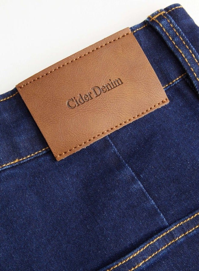 CIDER Womens Wide Leg Jeans High Waisted Stretchy Denim Flared Pants with Pockets, Navy Blue, S - Image 4