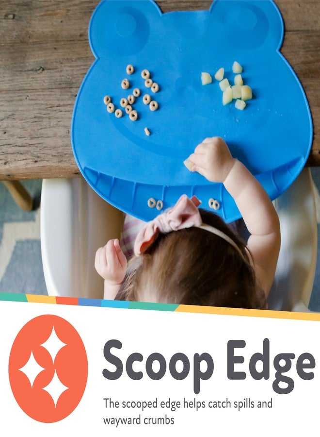 Nuby Sure Grip Miracle Frog Mat with Food Pouch - Toddler Suction Plate - 6+ Months - Blue - Image 3
