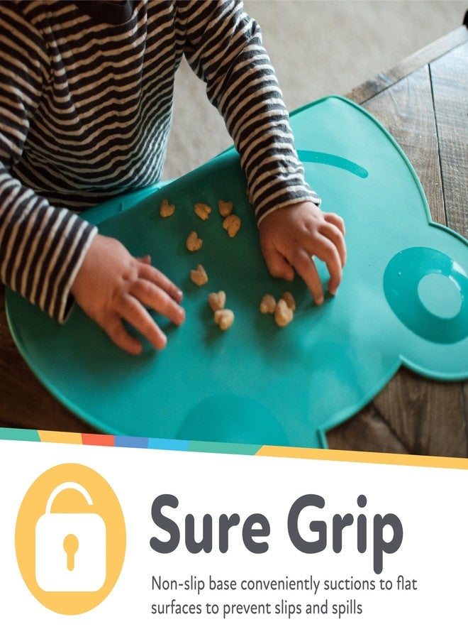 Nuby Sure Grip Miracle Frog Mat with Food Pouch - Toddler Suction Plate - 6+ Months - Blue - Image 4