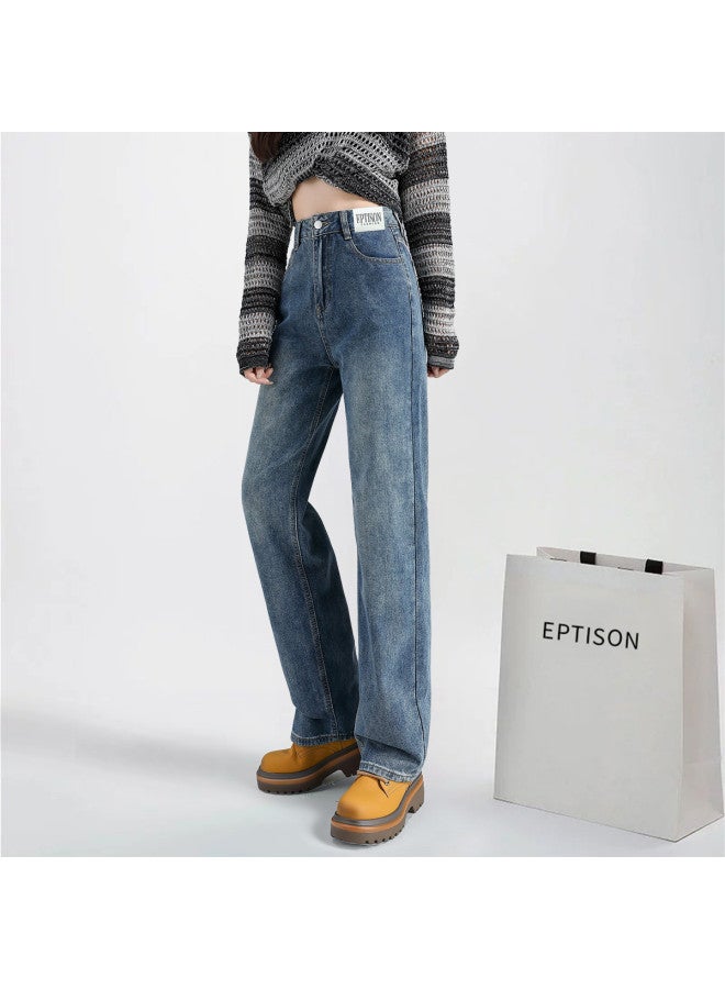 EPTISON Fashionable Slim Fit Women'S Jeans 2025 Autumn High-Waist Slimming Versatile Retro Commuter Straight Leg Pants - Image 3