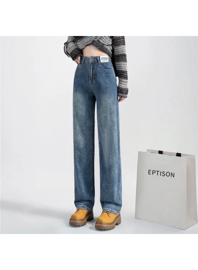 EPTISON Fashionable Slim Fit Women'S Jeans 2025 Autumn High-Waist Slimming Versatile Retro Commuter Straight Leg Pants - Image 2