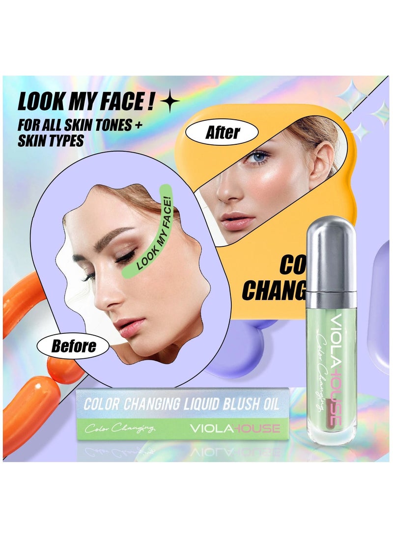 VIOLAHOUSE Color Changing Liquid Blush Oil for Cheeks Glossy Shiny Finish Water-Based Color Pigments Rouge Stick for Women 8g  - Image 3