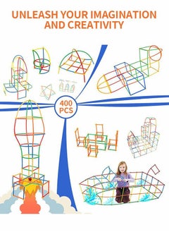 GROIC Straw Constructor STEM Building Toys 400 Piece Straw and Connector Construction Set, Interlocking Plastic Educational Toy Engineering Blocks, Educational Toys  - Image 2