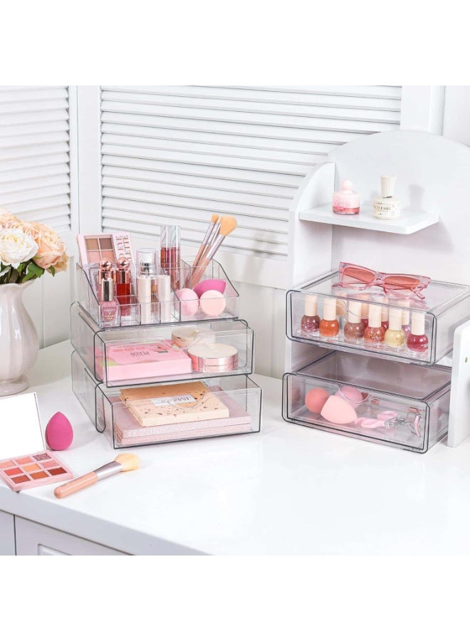 Mitoy 3 Tier Clear Makeup Organizer with Drawer, Acrylic Cosmetic Storage Organiser for Dresser Countertop and Bathroom Vanity, Beauty Holder for Lipstick Brush Skincare - Image 5