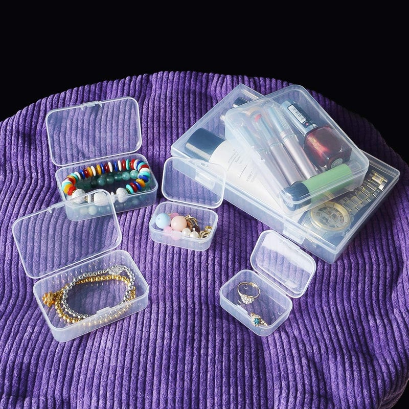 Thintinick 96 Pack Rectangular Clear Plastic Storage Containers Box with Hinged Lid for Beads and Other Small Craft Items (Mixed Sizes 2) - Image 3