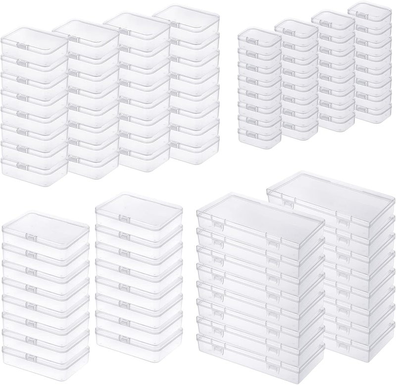 Thintinick 96 Pack Rectangular Clear Plastic Storage Containers Box with Hinged Lid for Beads and Other Small Craft Items (Mixed Sizes 2) - Image 1