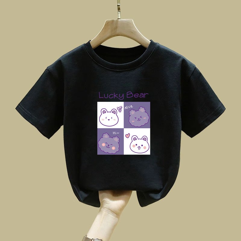 2166# Girls' Cotton Short-Sleeved T-Shirt Children'S Wear Summer Western Style Children'S Korean Loose Children'S Printed Half-Sleeved Trendy - Image 5