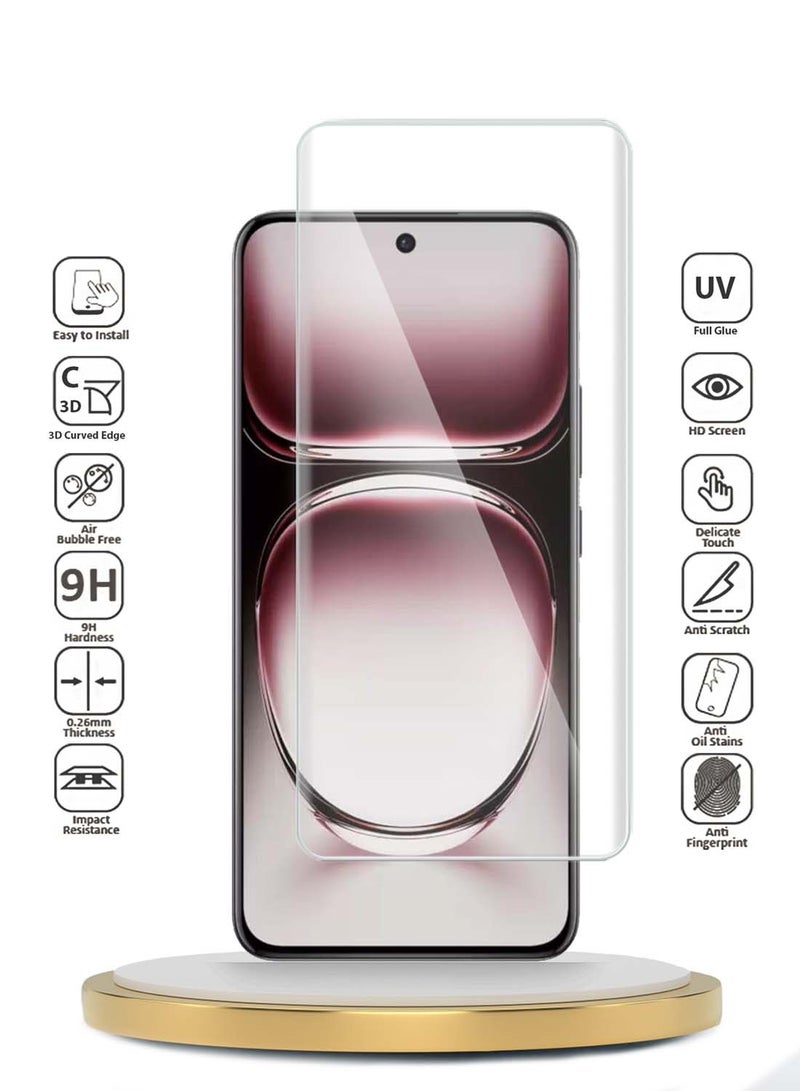 Wtech Oppo Reno12 Pro+ / Reno12 Plus 5G 2024 Premium Curved Edges UV Full Glue Full Cover Tempered Glass Screen Protector (MSGUCN) - Clear - Image 2