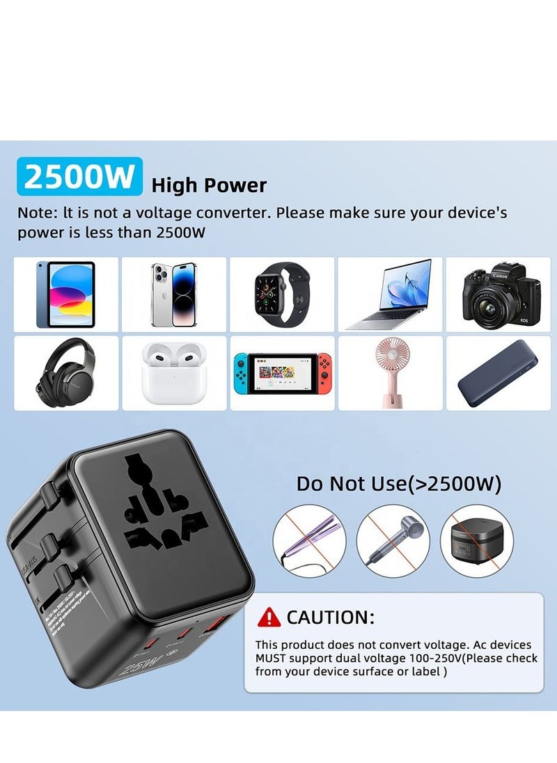 ALGHAFA - Universal travel charger adapter  PD  25W USB Type-C and 2AC socket - Image 1