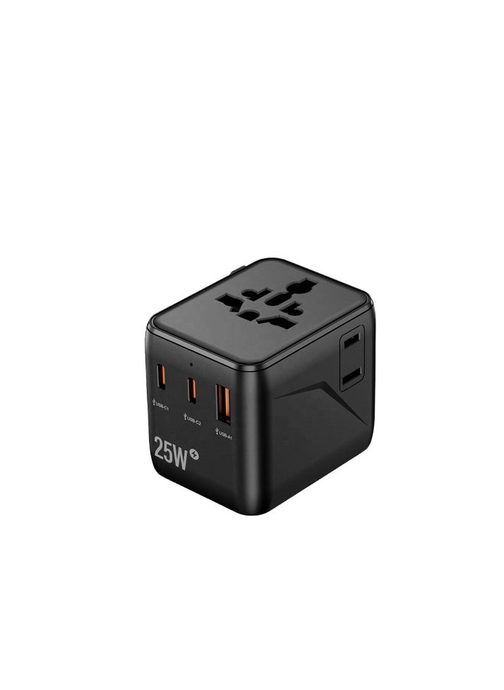 ALGHAFA Universal travel charger adapter  PD  25W USB Type-C and 2AC socket  - Image 1