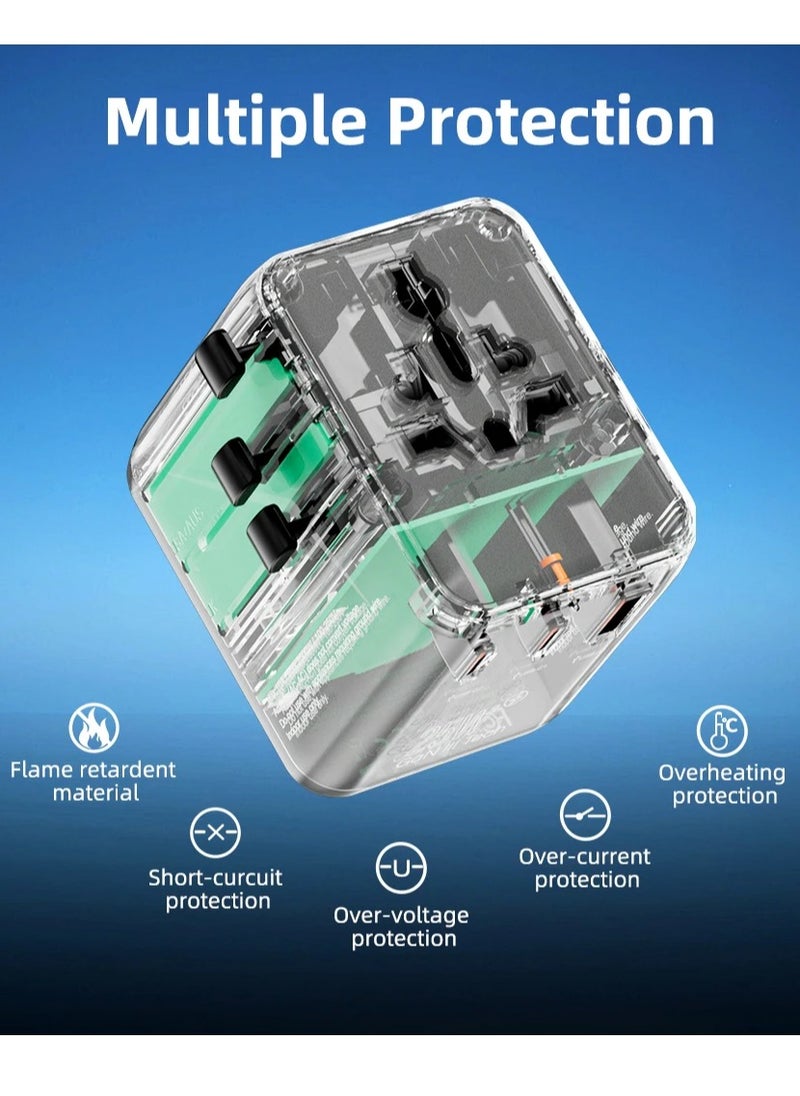 ALGHAFA Universal travel charger adapter  PD  25W USB Type-C and 2AC socket  - Image 3