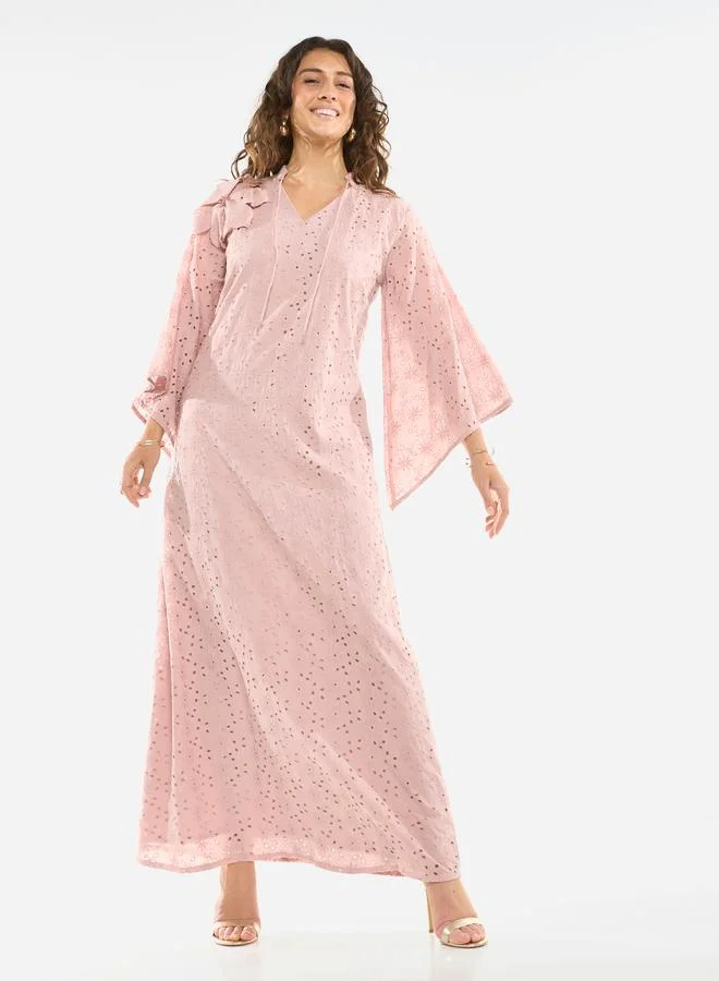 House of Moda Bow Detail Lace Cut-Out Maxi Dress