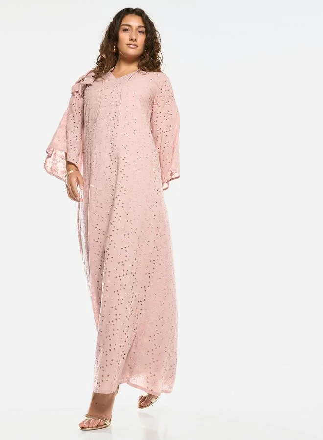 House of Moda Bow Detail Lace Cut-Out Maxi Dress